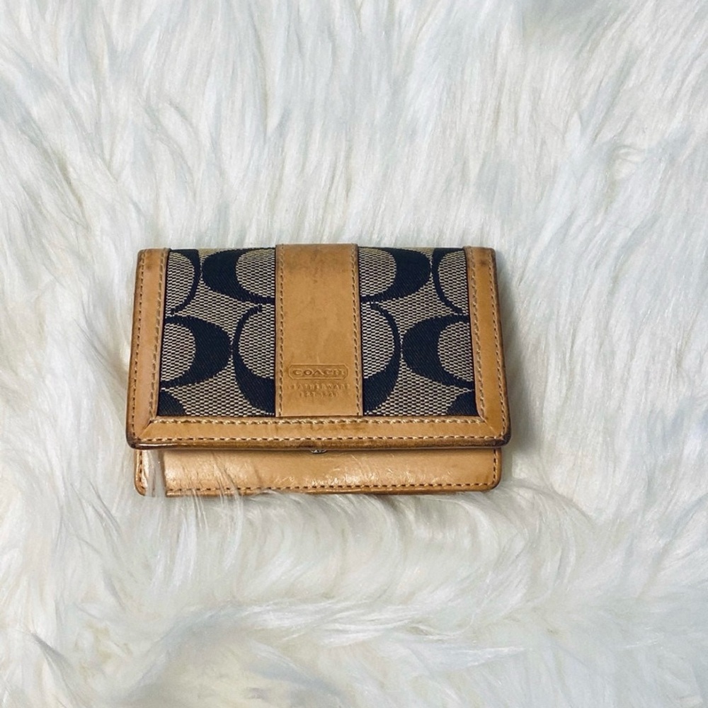 Coach Tan and Black Signature Wallet